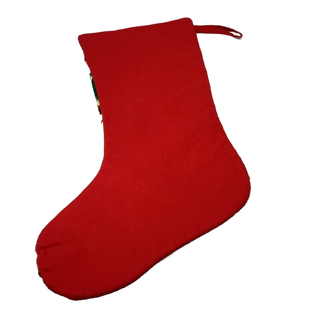 Needlepoint Embroidered Christmas Stocking SANTA BAG 15